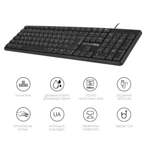 Клавіатура OfficePro SK166 Black