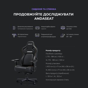 Крісло Anda Seat Kaiser 4 Size L Linen Fabric Black (AD12YDDC-L-20-B-CF)
