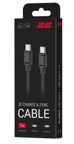 Фото: Кабель 2E Glow 60W Type-C / Type-C 1m Black (2E-CCCC-BL) № 5 | KTC