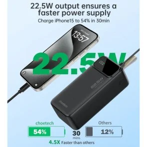 Фото: Батарея універсальна Choetech B731 40000mAh 22.5W Black (B731-ACBK) № 4 | KTC