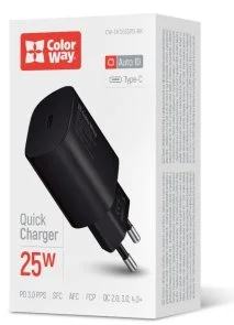 Фото: Зарядний пристрій ColorWay Power Delivery Port PPS Type-C 25W Black (CW-CHS033PD-BK) № 4 | KTC