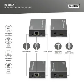 Фото: Подовжувач-перехідник Digitus HDMI-UTP-HDMI 120m Black (DS-55517) № 4 | KTC