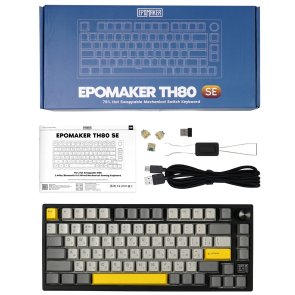  Клавіатура Epomaker TH80 SE Budgerigar V2 Switch Hot-Swap RGB WL/BT/USB Black (TH80-SE-B-BV2)