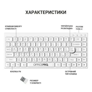Фото: Клавіатура OfficePro SK955W Wireless White № 9 | KTC