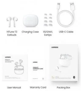 Фото: Навушники UGREEN WS106 HiTune T3 Active Noise-Cancelling Earbuds White (WS106/90206) № 3 | KTC