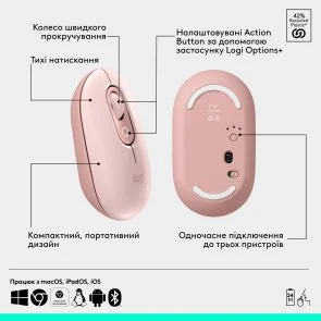 Фото: Миша Logitech POP Mouse with emoji Wireless Rose (910-007413) № 6 | KTC