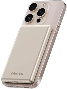 Фото: Батарея універсальна Canyon OnCharge 505 Slim Magsafe 5000mAh 20W Beige (CNS-CPB505BE) № 6 | KTC