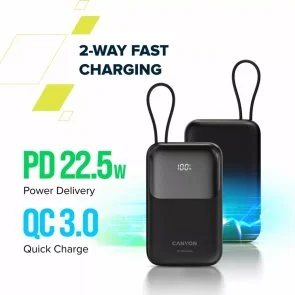 Фото: Батарея універсальна Canyon OnPower 101 10000mAh 22.5W Black (CNS-CPB101BK) № 9 | KTC