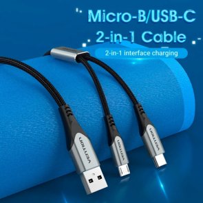 Кабель Vention AM / Type-C/MicroB 0.5m Black/Silver (CQGHD)