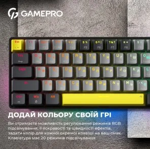 Фото: Клавіатура GamePro MK130G Pro Outemu Red Switch Hot-Swap RGB USB/WL/BT Black/Grey № 18 | KTC