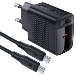  Зарядний пристрій Acefast A82 GaN 20W Black with Type-C / Type-C