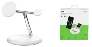 Фото: Бездротова зарядна станція Belkin BoostCharge Pro 3in1 Qi2 15W White (WIZ023VFWH) № 8 | KTC
