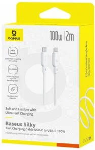 Фото: Кабель Baseus Silky Series 100W Type-C / Type-C 2m White (P10377704213-01) № 6 | KTC