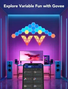 Фото: Настінний світильник Govee H6061 Glide Hexa Light Panels RGBIC Wi-Fi/BT 10pcs White (B6061301) № 18 | KTC