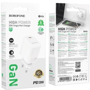 Зарядний пристрій BOROFONE BN26 Fuente 20W White (6941991120237)