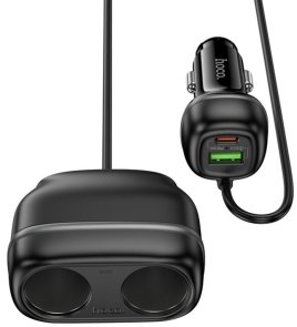 Автомобільний зарядний пристрій Hoco Z59 Rank 30W dual cigarette lighter slot Black (6942007641500)