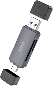 Фото: Кардрідер Hoco HB45 Spirit 2in1 USB3.0/Type-C Metal Gray (6942007620529) № 2 | KTC