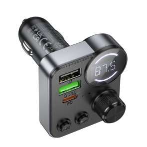 FM-Трансмітер + АЗП Hoco E86 Alegria 48W Black (6942007646956)