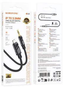 Перехідник BOROFONE BL22 Lightning M / Jack 3.5mm 1m Black (6941991117749)