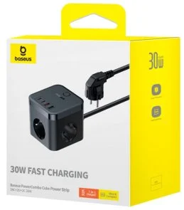 Фото: Мережевий фільтр Baseus PowerCombo Cube Power Strip 3/1.5m Black (E00066400117-00) № 4 | KTC