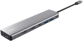 USB-хаб Trust Dalyx 7in1 USB/Type-C/HDMI/DP Grey (25661)