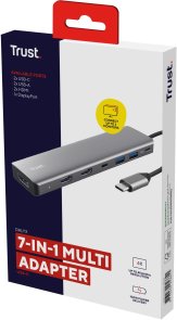 USB-хаб Trust Dalyx 7in1 USB/Type-C/HDMI/DP Grey (25661)