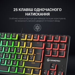 Клавіатура GamePro MK80B Blue Switch RGB USB Black