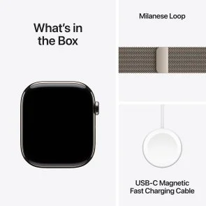 Фото: Смарт годинник Apple Watch Series 10 GPS Cellular - 42mm Natural Titanium Case with Natural Milanese Loop (MWXF3) № 9 | KTC