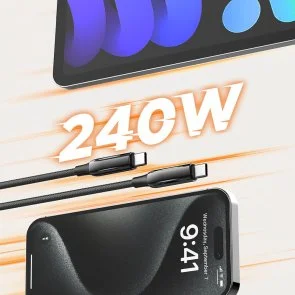 Фото: Кабель ColorWay PD 5A 240W Type-C / Type-C 2m Black (CW-CBPDCC070-BK) № 4 | KTC