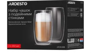 Фото: Набір чашок Ardesto 380ml 2pcs Clear (AR2638B) № 4 | KTC