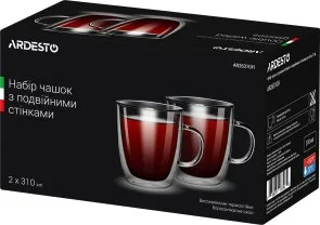 Фото: Набір чашок Ardesto 310ml 2pcs Clear (AR2631GH) № 2 | KTC