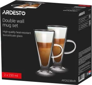 Фото: Набір чашок Ardesto 230ml 2pcs Clear (AR2623BHR) № 2 | KTC