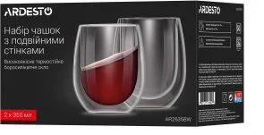 Фото: Набір чашок Ardesto 350ml 2pcs Clear (AR2635BW) № 4 | KTC