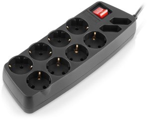 Мережевий фільтр Real-EL RS-10 Protect 10/1.8m Black (EL122300038)