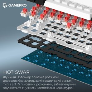 Клавіатура GamePro Asgard Valhalla MK160B Pro RGB WL/BT/USB White (MK160W Pro)