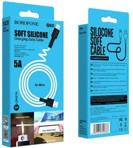 Фото: Кабель BOROFONE BX31 Soft Silicone 5A AM / MicroB 1m White (6931474710383) № 3 | KTC