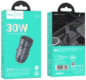 Автомобільний зарядний пристрій Hoco Z57 Glorious 30W Metal Gray (6942007633048)
