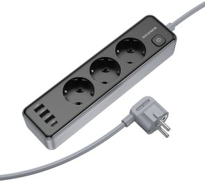 Мережевий фільтр BOROFONE BAC8 Power 4xUSB 3/3m Black (6941991116643)