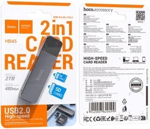 Фото: Кардрідер Hoco HB45 Spirit 2in1 Metal Gray (6942007620499) № 4 | KTC