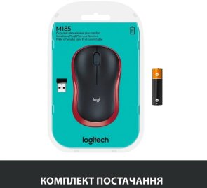 Миша Logitech M185 Red (910-002237)