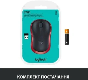 Фото: Миша Logitech M185 Red (910-002237) № 7 | KTC
