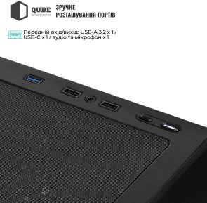 Корпус QUBE Flow Black with window (FLOW_FBNU3)