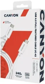 Фото: Кабель Canyon UC-42 240W 5A Type-C / Type-C 2m White (CNS-USBC42W) № 2 | KTC
