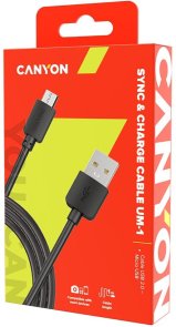 Кабель USB (AM/MicroB) 1м, Canyon UM-1, 1A, Black
