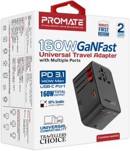 Зарядний пристрій Promate TripMate GaN160 (tripmate-gan160)