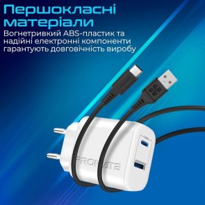 Зарядний пристрій Promate BiPlug-2 White (biplug-2.white)