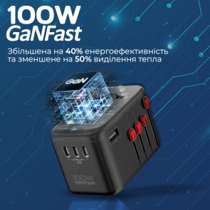 Зарядний пристрій Promate Tripmate-gan100 (tripmate-gan100)