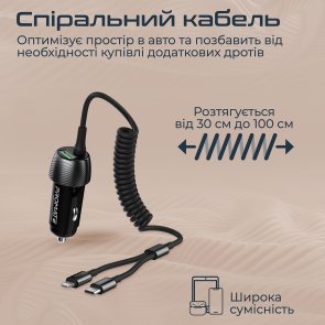 Автомобільний зарядний пристрій Promate PowerDrive-33PDCi Black (6959144059655)