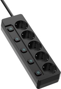 Мережевий фільтр ColorWay CW-PSEA55SBK 5/5m Black