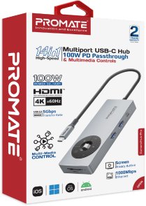 USB-хаб Promate ComandHub-Pro (6959144066622)